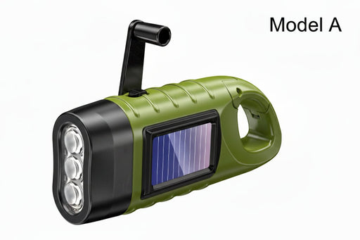 3LED draagbare zaklamp – Met karabijnhaak – Zonne‑energie & Dynamo - Bivakshop