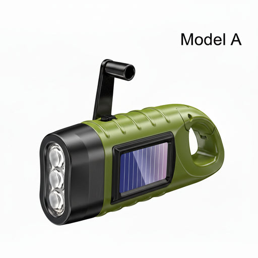3LED draagbare zaklamp – Met karabijnhaak – Zonne‑energie & Dynamo - Bivakshop