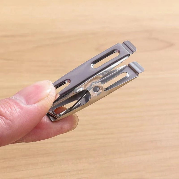 40 Stuks Roestvrijstalen Was Knijpers Metalen Waslijn Sterke Lente Handdoek Sok Wasknijpers Voedselafdichting Foto's Hanger Organizer - Bivakshop