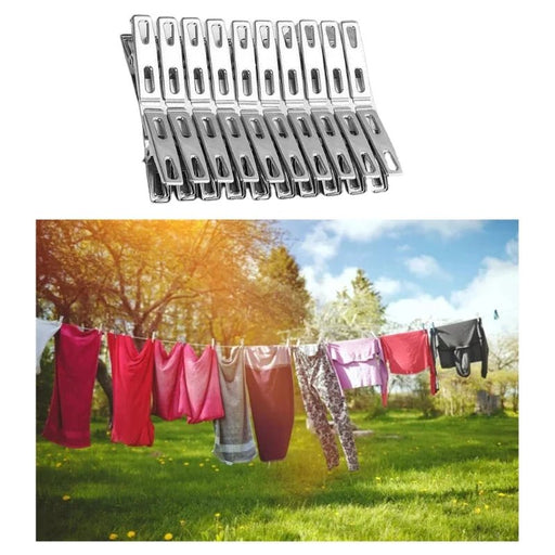 40 Stuks Roestvrijstalen Was Knijpers Metalen Waslijn Sterke Lente Handdoek Sok Wasknijpers Voedselafdichting Foto's Hanger Organizer - Bivakshop