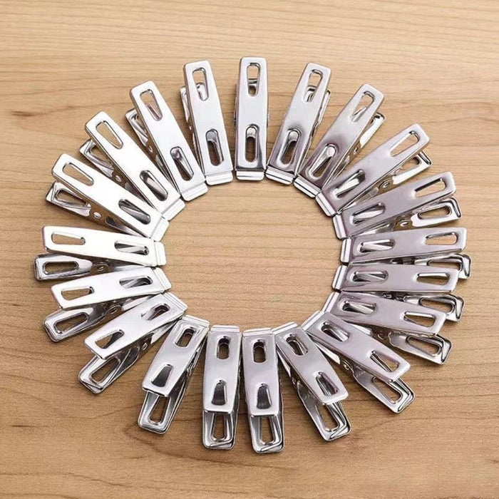 40 Stuks Roestvrijstalen Was Knijpers Metalen Waslijn Sterke Lente Handdoek Sok Wasknijpers Voedselafdichting Foto's Hanger Organizer - Bivakshop