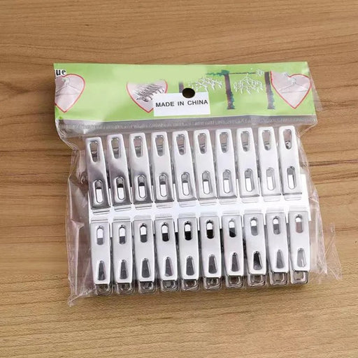 40 Stuks Roestvrijstalen Was Knijpers Metalen Waslijn Sterke Lente Handdoek Sok Wasknijpers Voedselafdichting Foto's Hanger Organizer - Bivakshop