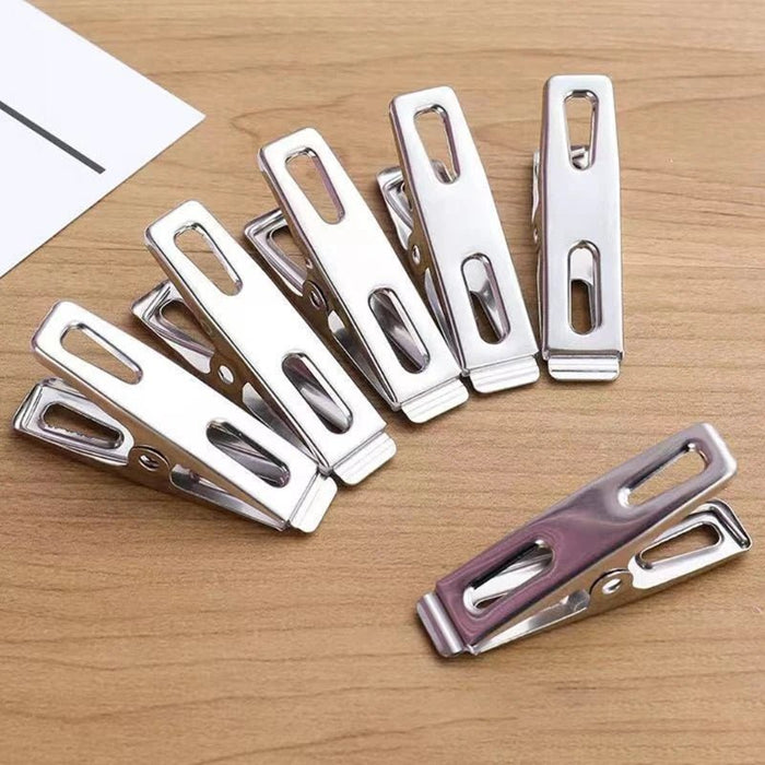 40 Stuks Roestvrijstalen Was Knijpers Metalen Waslijn Sterke Lente Handdoek Sok Wasknijpers Voedselafdichting Foto's Hanger Organizer - Bivakshop