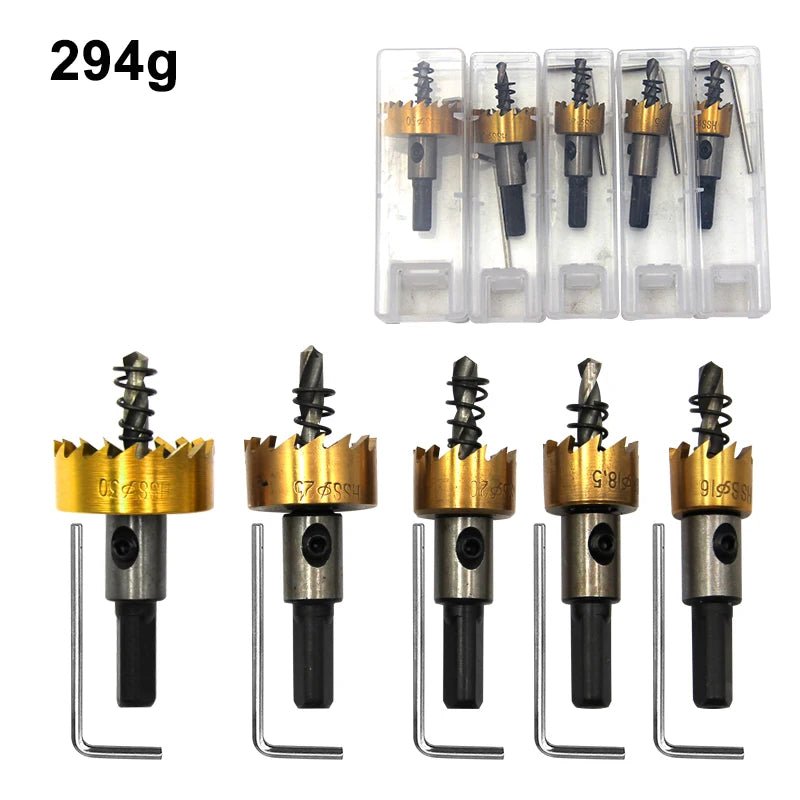 5 - delige HSS titanium gecoate gatenzaag set - Voor hout, aluminium en ijzer - 16 - 30 mm boorbits - Bivakshop
