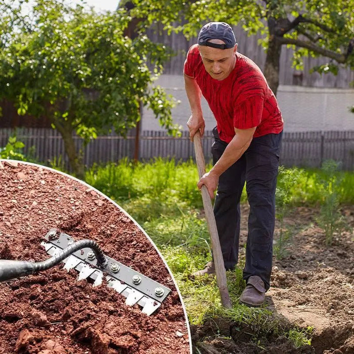 5/6/7/8 Teeth Carbon Steel Garden Hand Rake Farm Tool Weeding Scarifier Agricultural Nail Harrow Metal Harrow Garden WeedingTool - Bivakshop