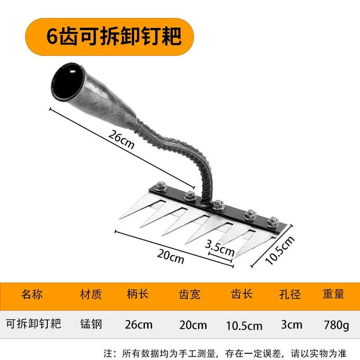 5/6/7/8 Teeth Carbon Steel Garden Hand Rake Farm Tool Weeding Scarifier Agricultural Nail Harrow Metal Harrow Garden WeedingTool - Bivakshop