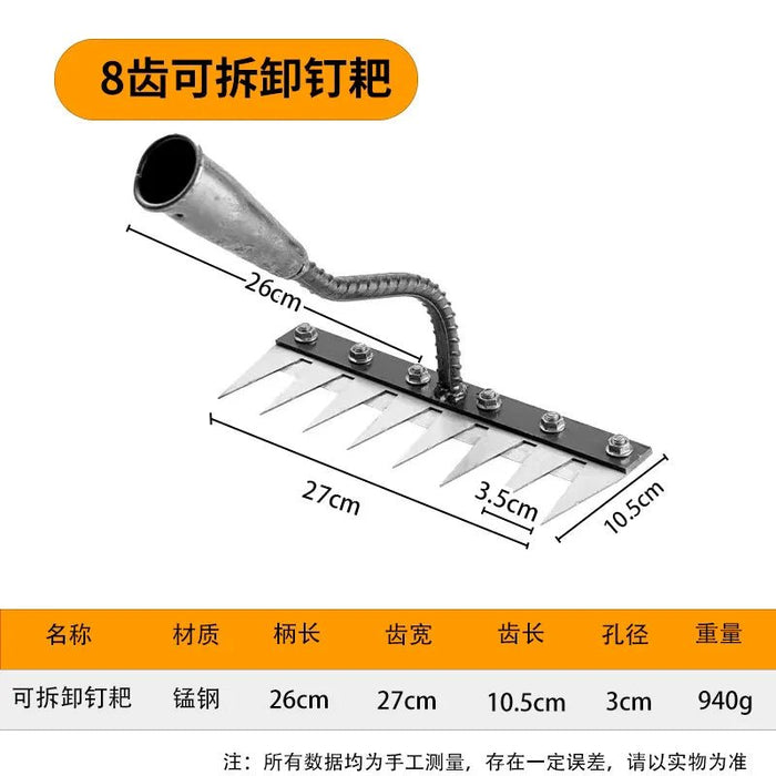 5/6/7/8 Teeth Carbon Steel Garden Hand Rake Farm Tool Weeding Scarifier Agricultural Nail Harrow Metal Harrow Garden WeedingTool - Bivakshop
