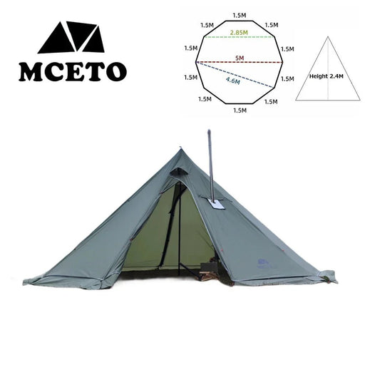 5M Piramidetent met schoorsteenopening – Vierseizoenen tipi tent met sneeuwflap voor kamperen en outdoor avonturen - Bivakshop