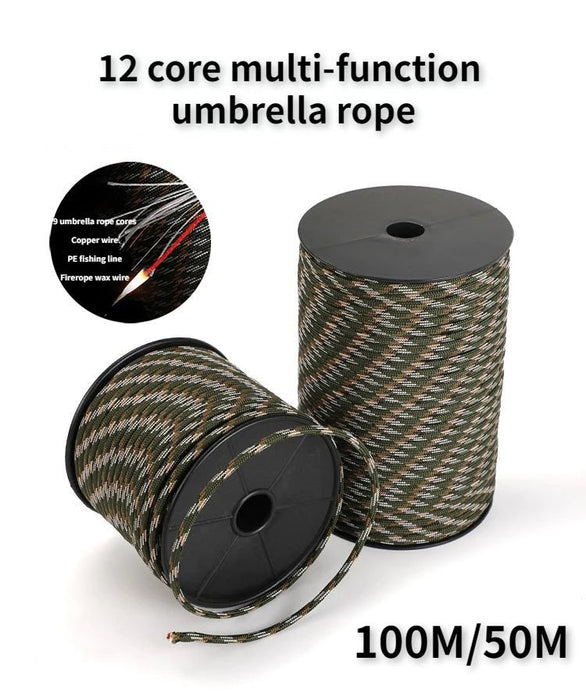 650 militair paracord 4 mm – 12 - strengs survivalkoord – 100 m lengte - Bivakshop