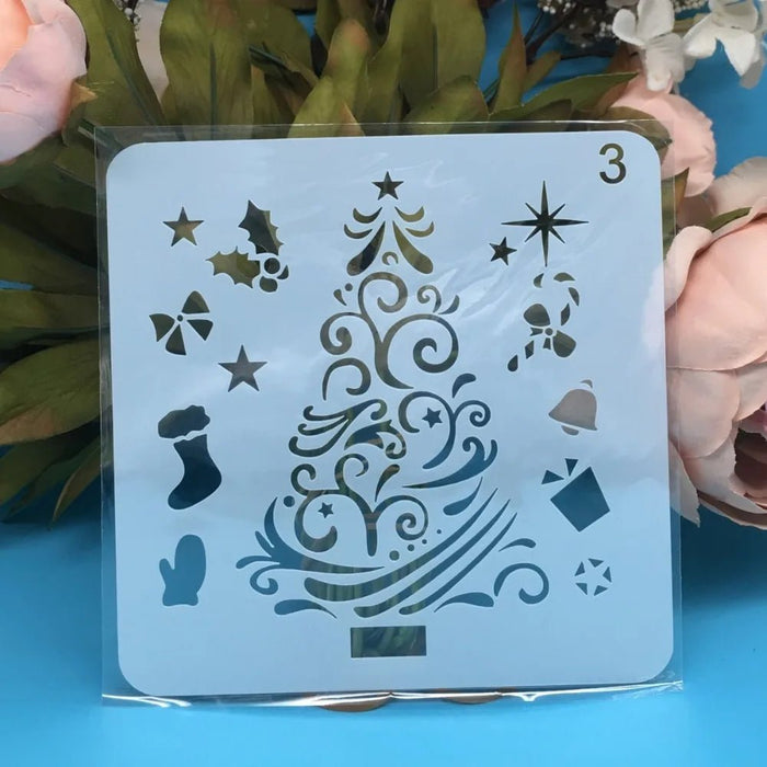 8 - delige set 13cm kerstsjablonen - DIY lagen voor schilderen en decoratie - Bivakshop