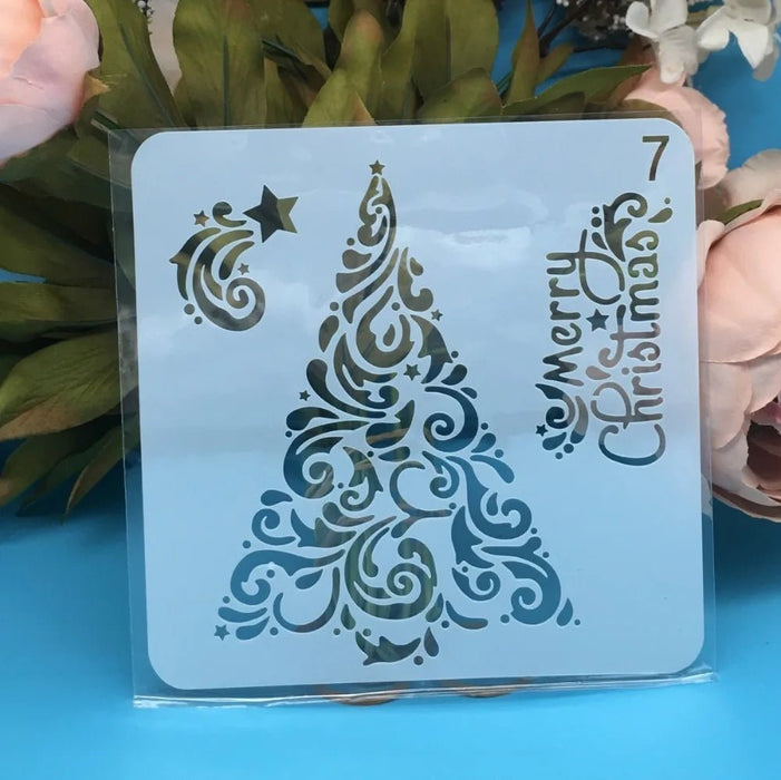 8 - delige set 13cm kerstsjablonen - DIY lagen voor schilderen en decoratie - Bivakshop