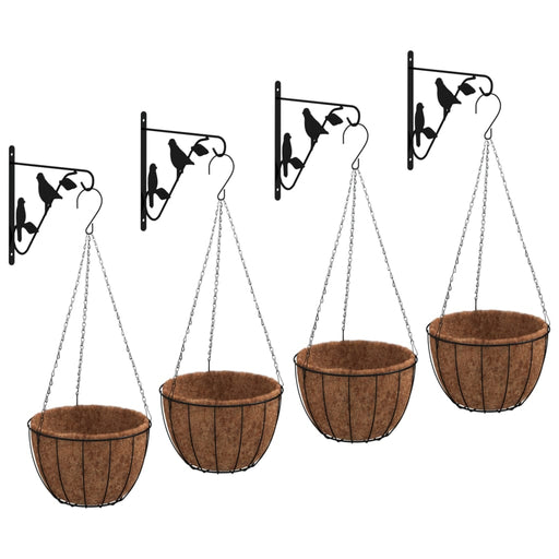 hangende plantenbakken staal kokos  met wandsteun 4 stuks