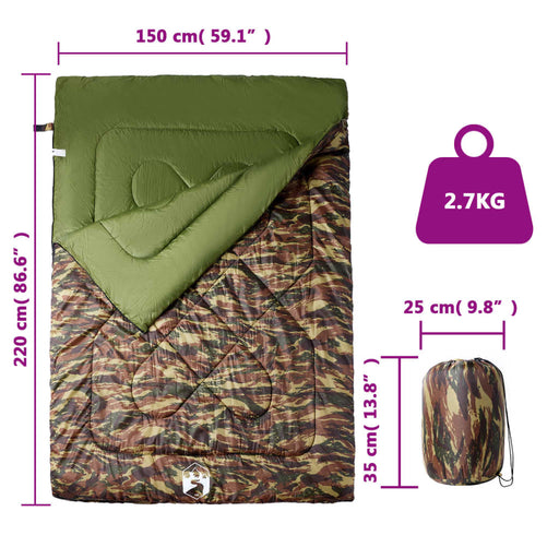 Slaapzak Dubbel XL 2-persoons 3-4 Seizoenen 220x150 cm 2.7 kg