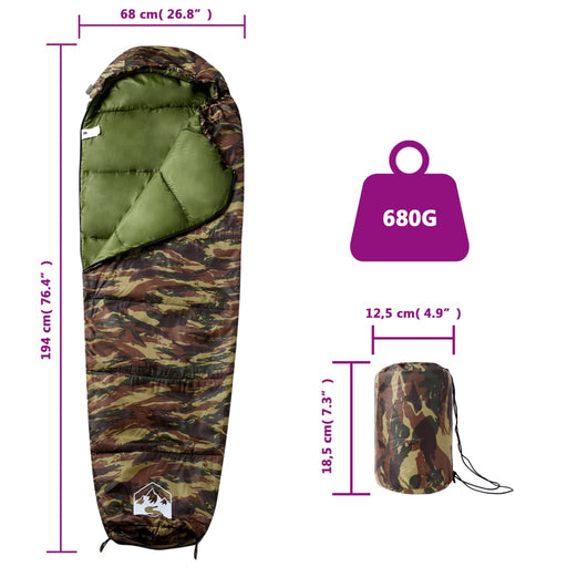 Slaapzak Mummie 3 Seizoenen 194x68 cm 680 gr - 4 Kleuren