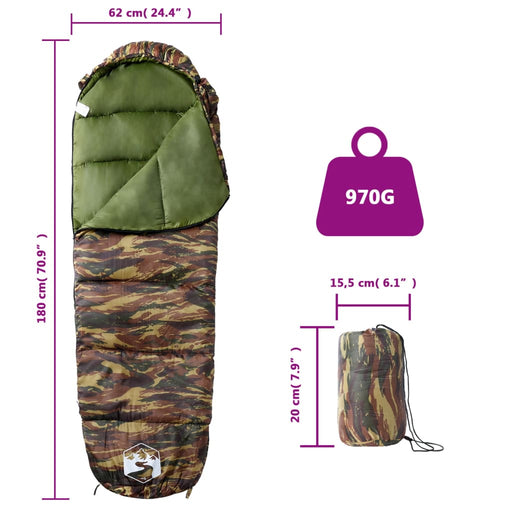 Slaapzak Mummie 3 Seizoenen 180x62 cm 970 gr - 4 Kleuren