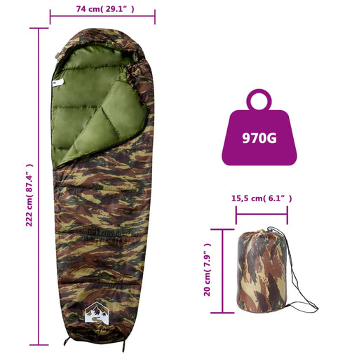 Slaapzak Mummie 3 Seizoenen 222x74 cm 970 gr - 4 Kleuren