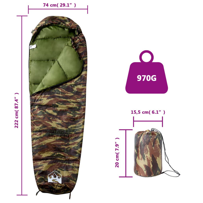 Slaapzak Mummie 3 Seizoenen 222x74 cm 970 gr - 4 Kleuren