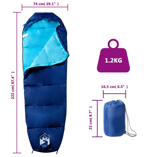 Slaapzak Mummie Extra Lang 222 cm - 3 Seizoenen - 1.2 kg