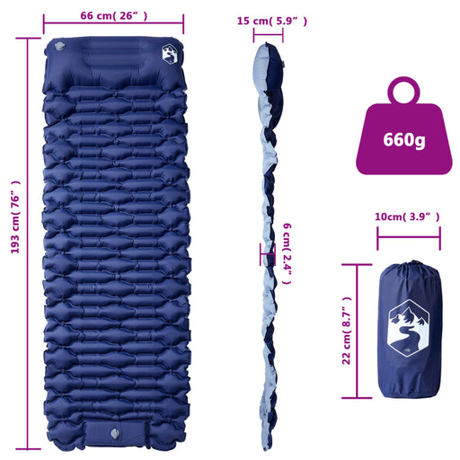 Kampeermatras 1-persoons Zelfopblazend 193 x 66 cm 660g