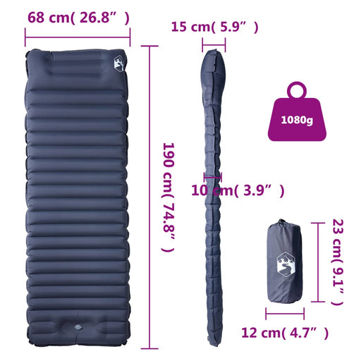 Kampeermatras Zelfopblazend 190 x 68 cm 10 cm Dik 1080g