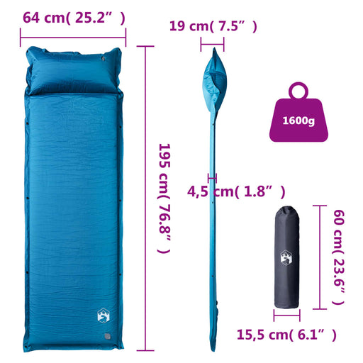 Kampeermatras Zelfopblazend Traagschuim 190 x 60 cm 3 / 5 / 10 cm Dik 1.45kg