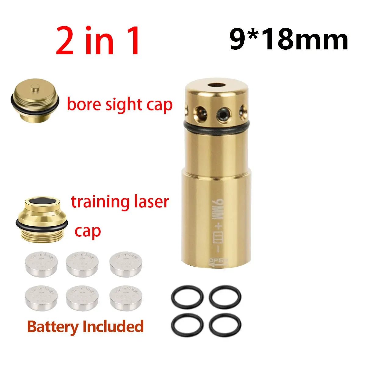 9x19mm Laser Training Bullet Bore Sight 2 in 1 Dual Purpose Pointer for Dry Fire Snap Caps for 9x18mm .223 223rem Caliber - Bivakshop