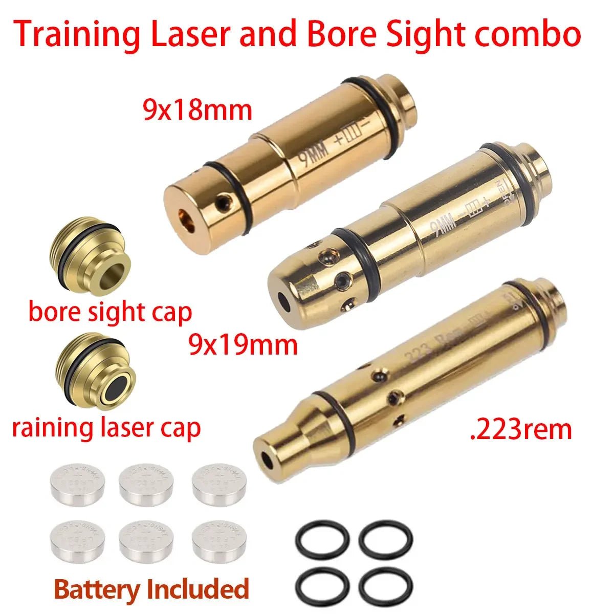 9x19mm Laser Training Bullet Bore Sight 2 in 1 Dual Purpose Pointer for Dry Fire Snap Caps for 9x18mm .223 223rem Caliber - Bivakshop