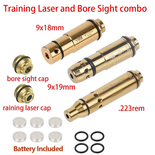 9x19mm Laser Training Bullet Bore Sight 2 in 1 Dual Purpose Pointer for Dry Fire Snap Caps for 9x18mm .223 223rem Caliber - Bivakshop