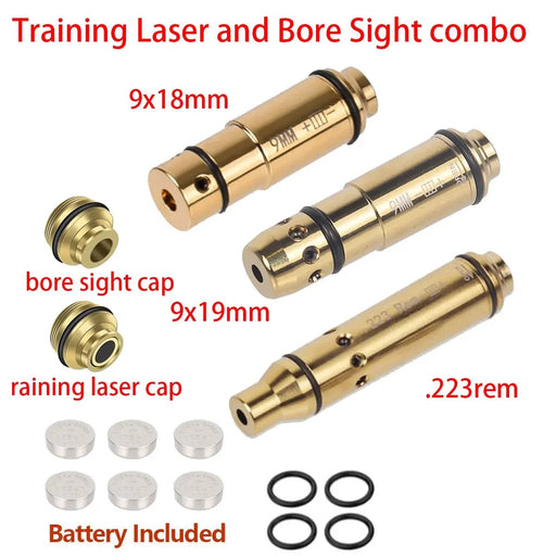 9x19mm Laser Training Bullet Bore Sight 2 in 1 Dual Purpose Pointer for Dry Fire Snap Caps for 9x18mm .223 223rem Caliber - Bivakshop