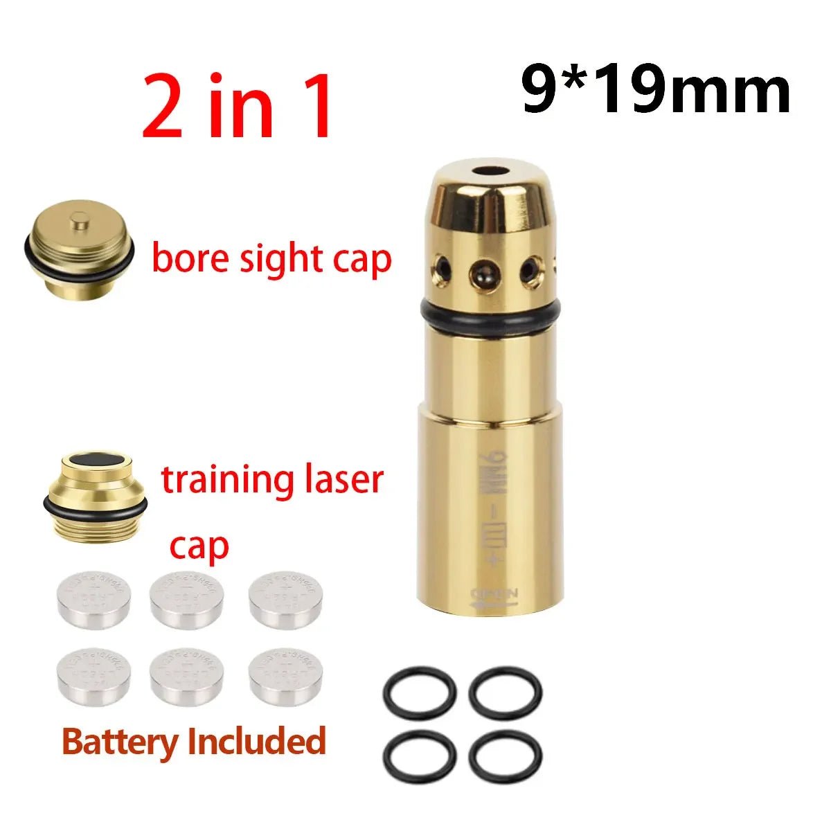 9x19mm Laser Training Bullet Bore Sight 2 in 1 Dual Purpose Pointer for Dry Fire Snap Caps for 9x18mm .223 223rem Caliber - Bivakshop