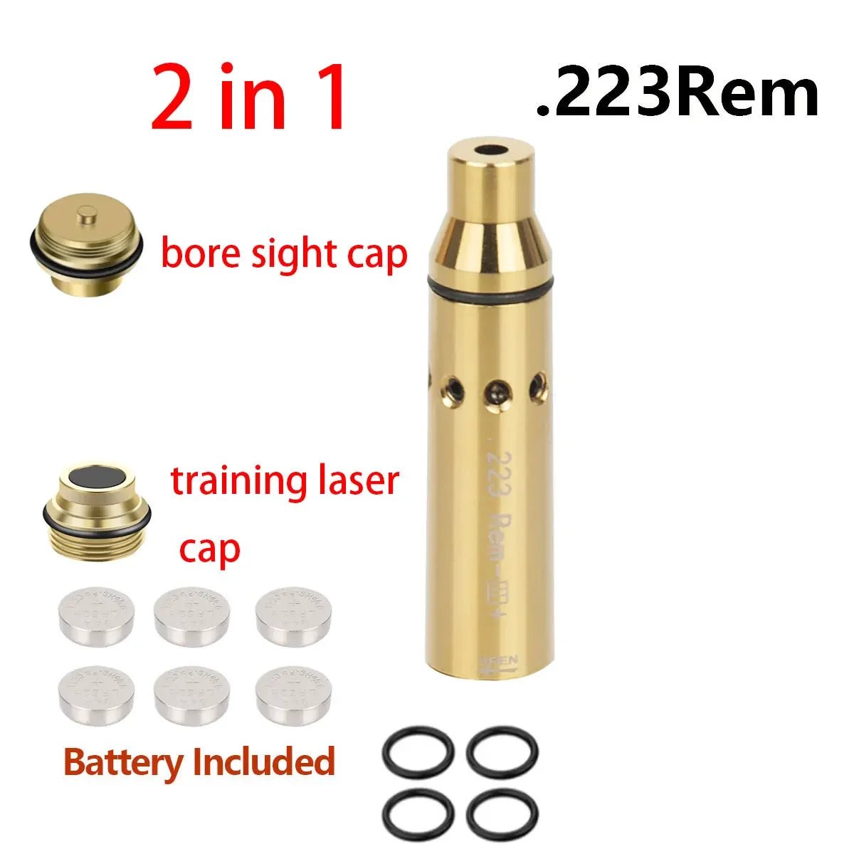 9x19mm Laser Training Bullet Bore Sight 2 in 1 Dual Purpose Pointer for Dry Fire Snap Caps for 9x18mm .223 223rem Caliber - Bivakshop
