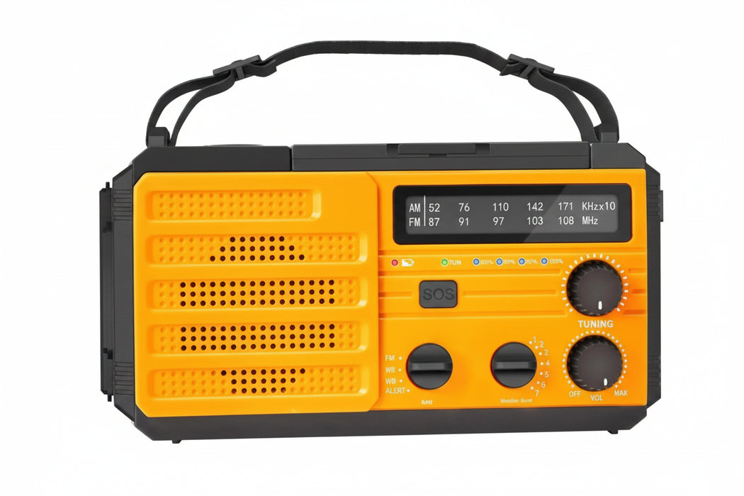 noodradio AM FM WB powerbank zonne dynamo zaklamp