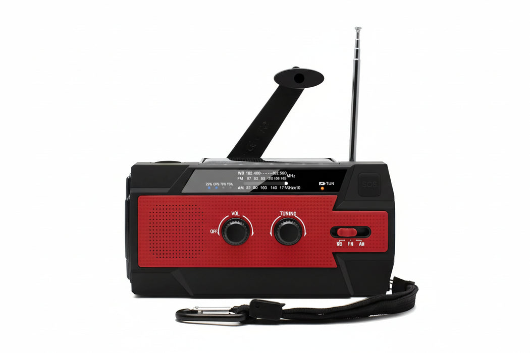 noodradio AM FM WB powerbank zonne dynamo zaklamp