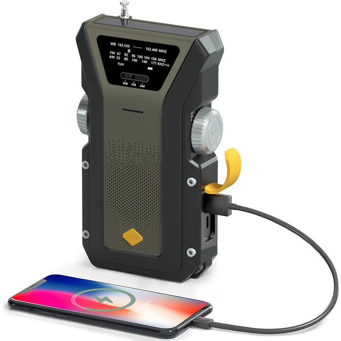 noodradio AM FM WB powerbank zonne dynamo zaklamp