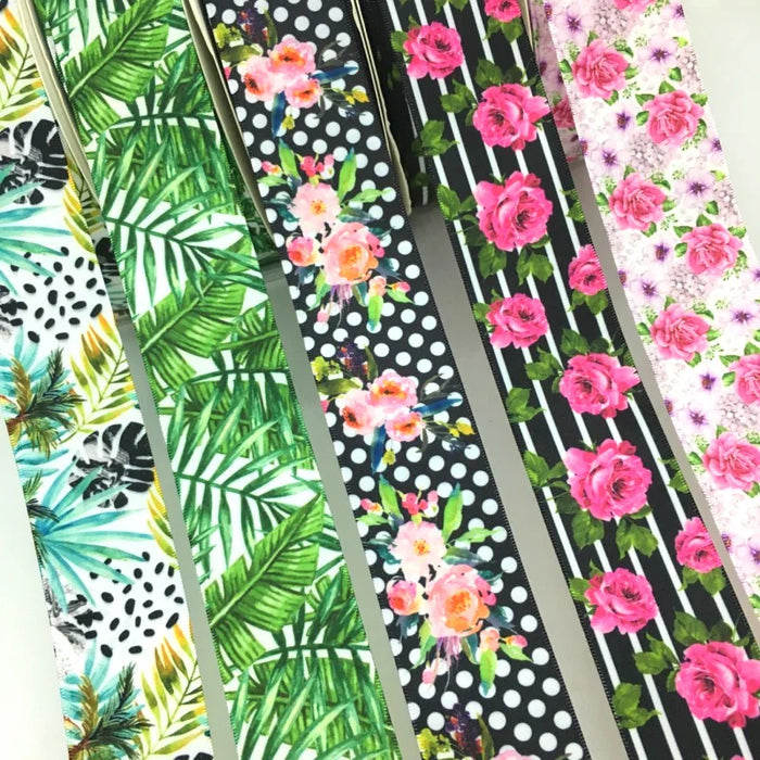 5Y 38mm Floral Satin Ribbon - High Quality for Handmade Gifts and Decorations