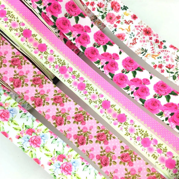 5Y 38mm Floral Satin Ribbon - High Quality for Handmade Gifts and Decorations