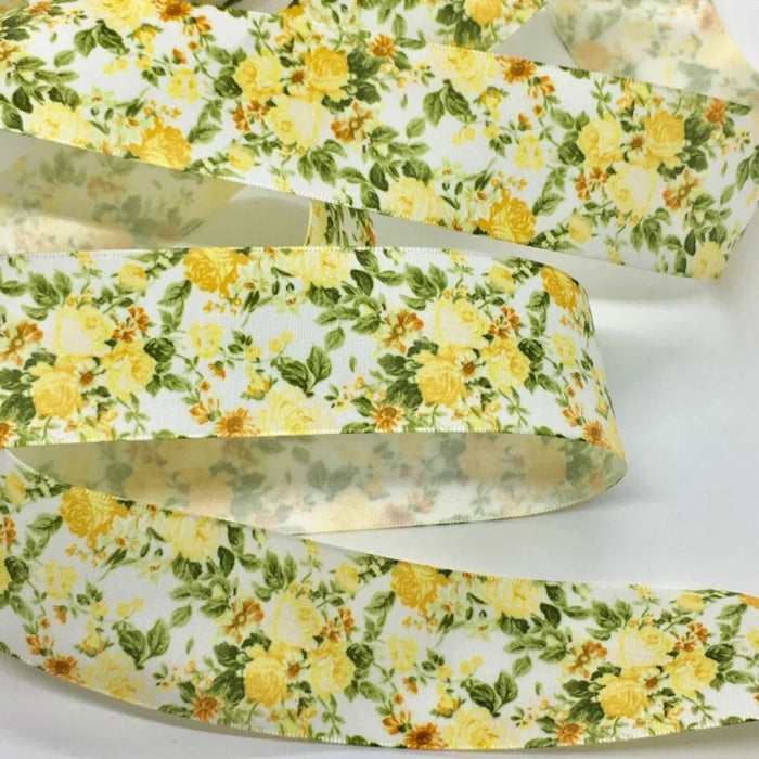 5Y 38mm Floral Satin Ribbon - High Quality for Handmade Gifts and Decorations
