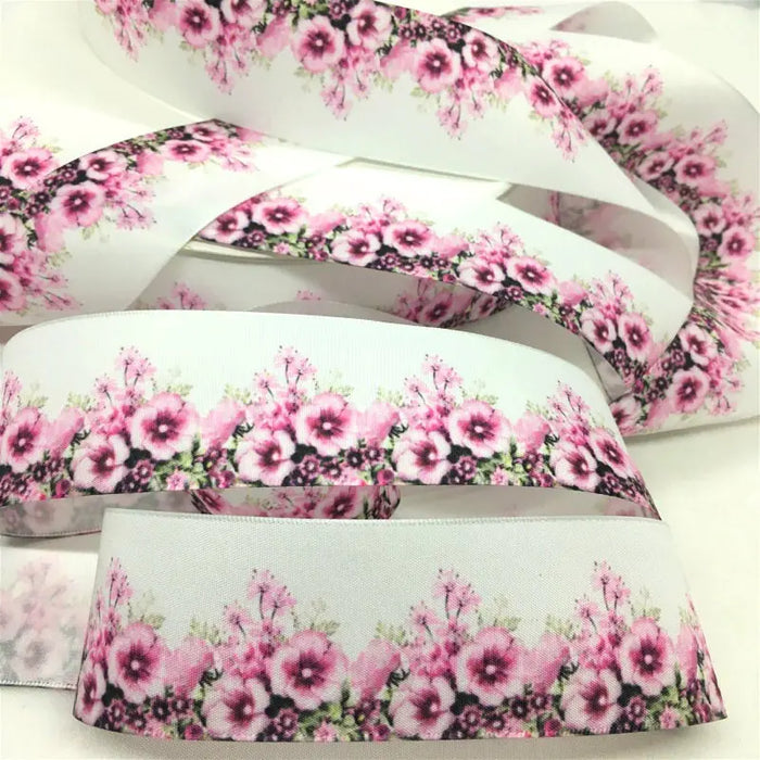 5Y 38mm Floral Satin Ribbon - High Quality for Handmade Gifts and Decorations