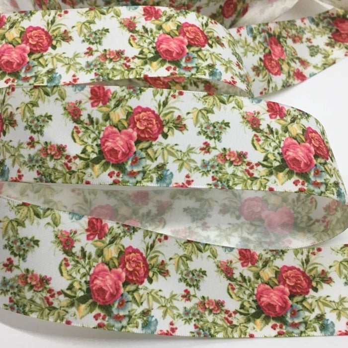 5Y 38mm Floral Satin Ribbon - High Quality for Handmade Gifts and Decorations