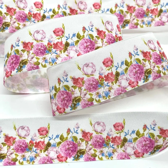 5Y 38mm Floral Satin Ribbon - High Quality for Handmade Gifts and Decorations
