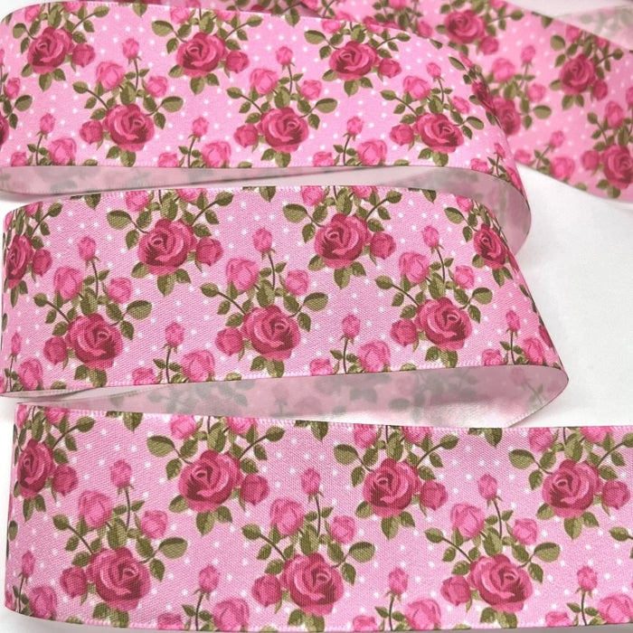 5Y 38mm Floral Satin Ribbon - High Quality for Handmade Gifts and Decorations
