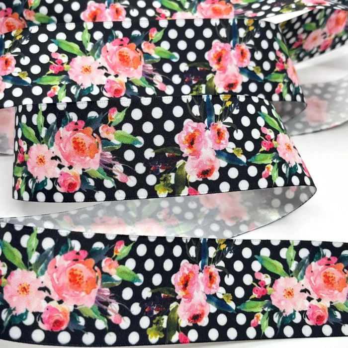 5Y 38mm Floral Satin Ribbon - High Quality for Handmade Gifts and Decorations