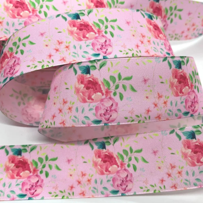5Y 38mm Floral Satin Ribbon - High Quality for Handmade Gifts and Decorations