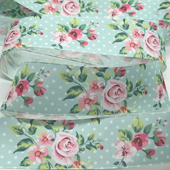 5Y 38mm Floral Satin Ribbon - High Quality for Handmade Gifts and Decorations