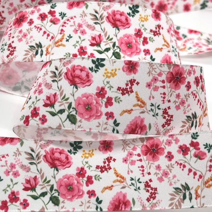 5Y 38mm Floral Satin Ribbon - High Quality for Handmade Gifts and Decorations