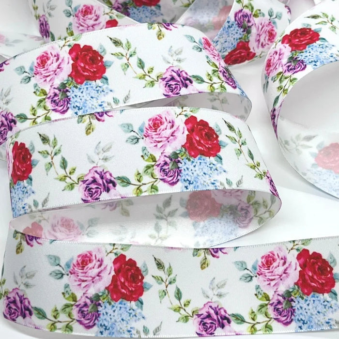 5Y 38mm Floral Satin Ribbon - High Quality for Handmade Gifts and Decorations