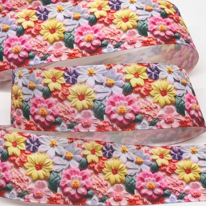 5Y 38mm Floral Satin Ribbon - High Quality for Handmade Gifts and Decorations