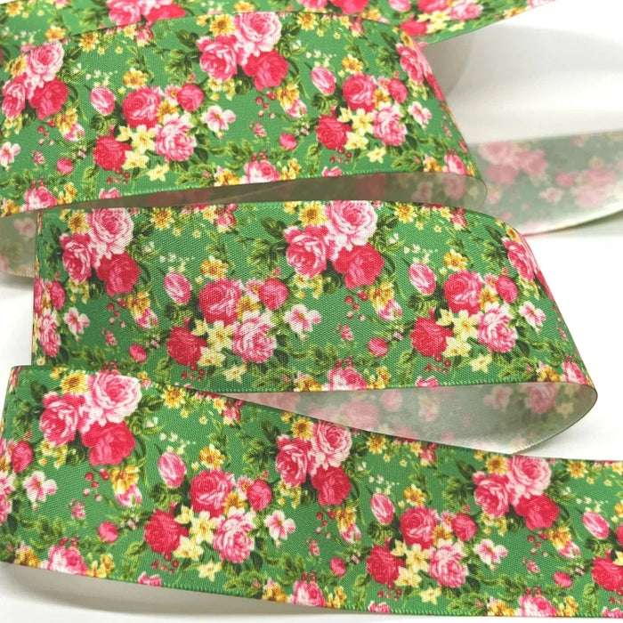 5Y 38mm Floral Satin Ribbon - High Quality for Handmade Gifts and Decorations