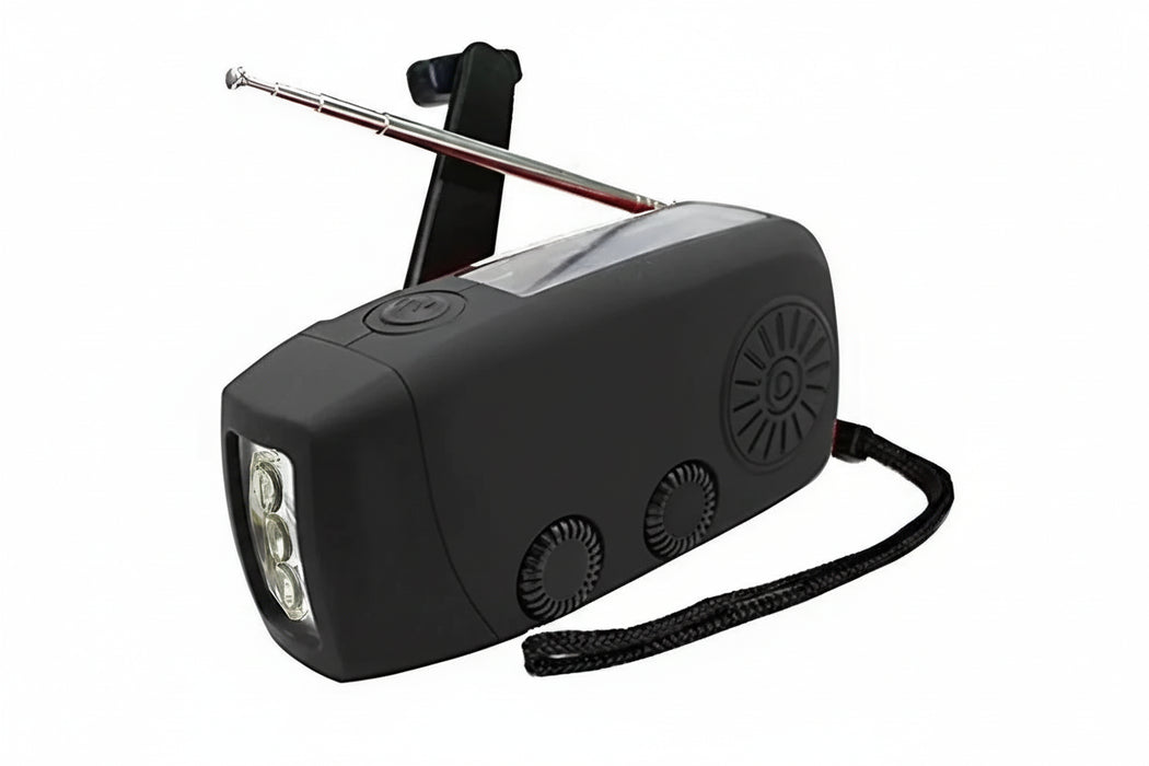 noodradio AM FM WB powerbank zonne dynamo zaklamp