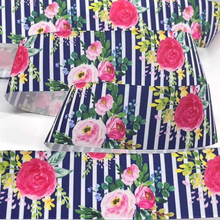5Y 38mm Floral Satin Ribbon - High Quality for Handmade Gifts and Decorations